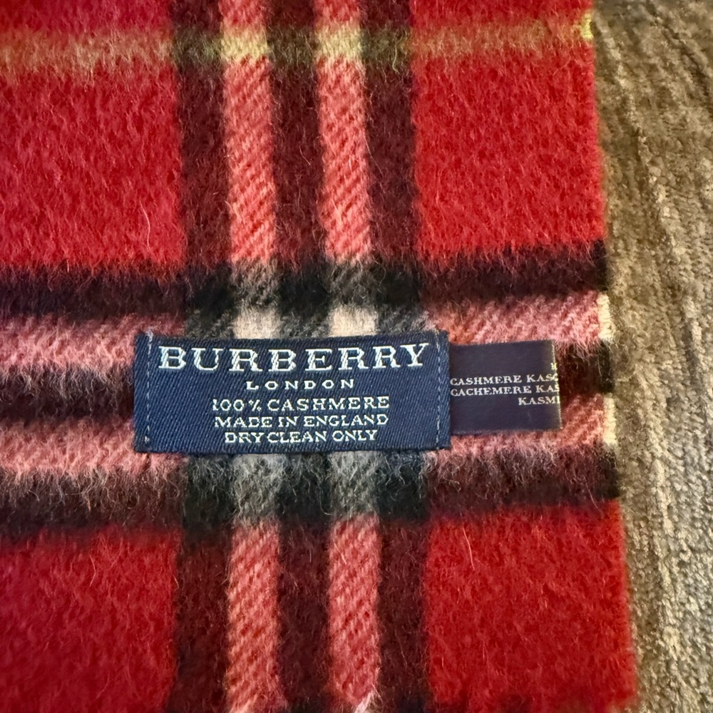 Burberry Red and Black Cashmere Scarf